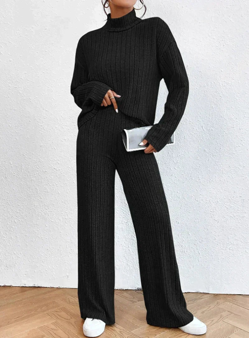 Knitted Trousers and Turtleneck Set – Trendy & Comfortable Elevated Look