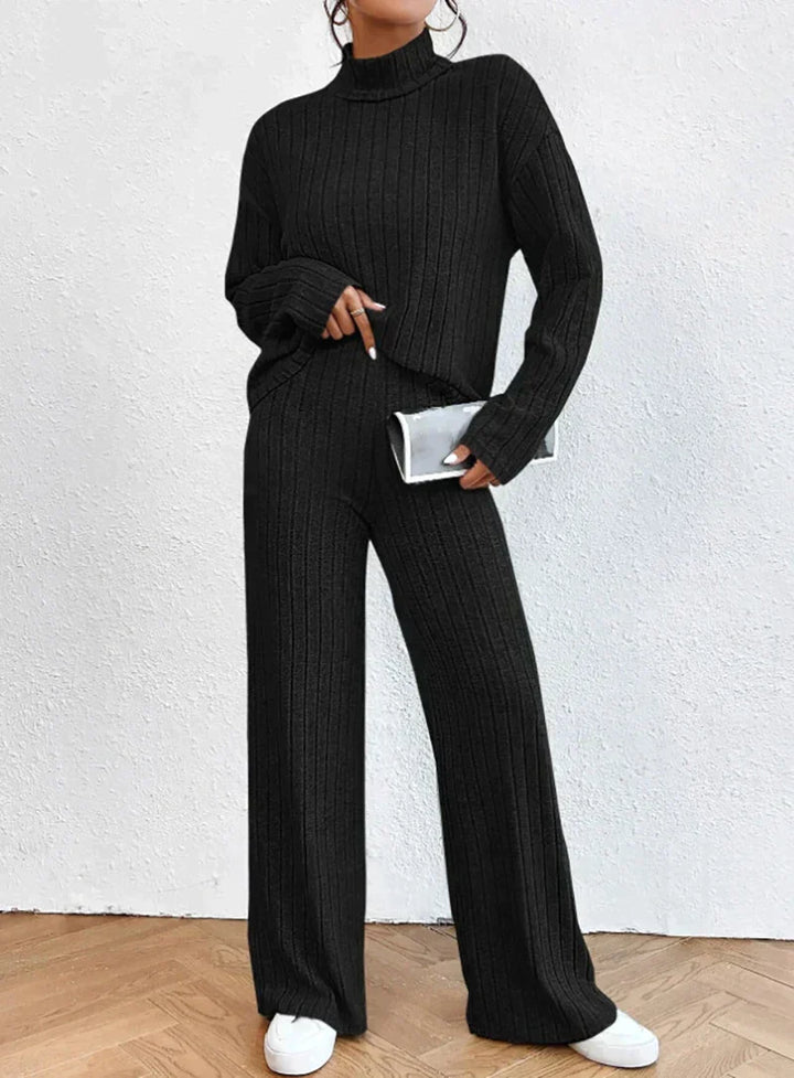 Knitted Trousers and Turtleneck Set – Trendy & Comfortable Elevated Look