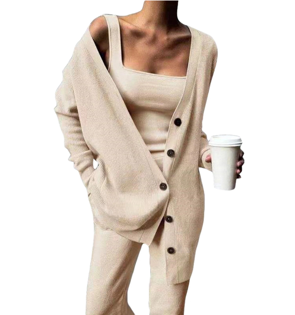 Comfy Knitted Three-Piece Set – Trendy & Cosy Outfit for Every Occasion