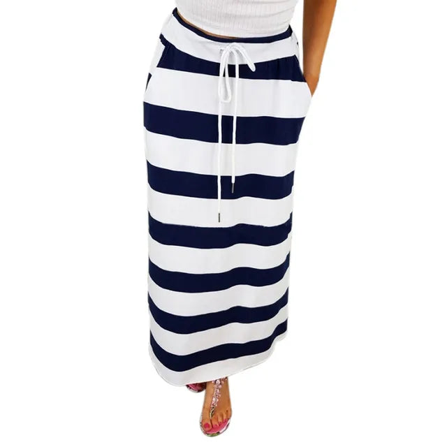 Trendy Striped Maxi Skirt – Chic & Flowing Design