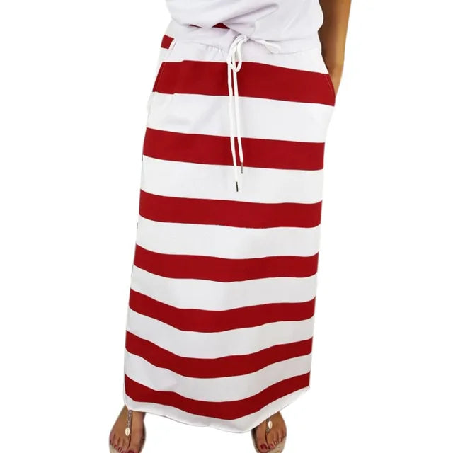 Trendy Striped Maxi Skirt – Chic & Flowing Design