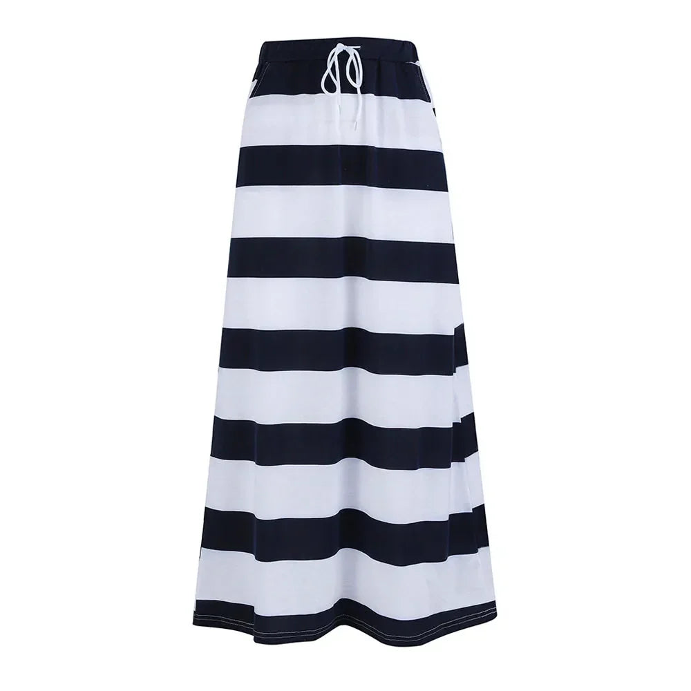 Trendy Striped Maxi Skirt – Chic & Flowing Design