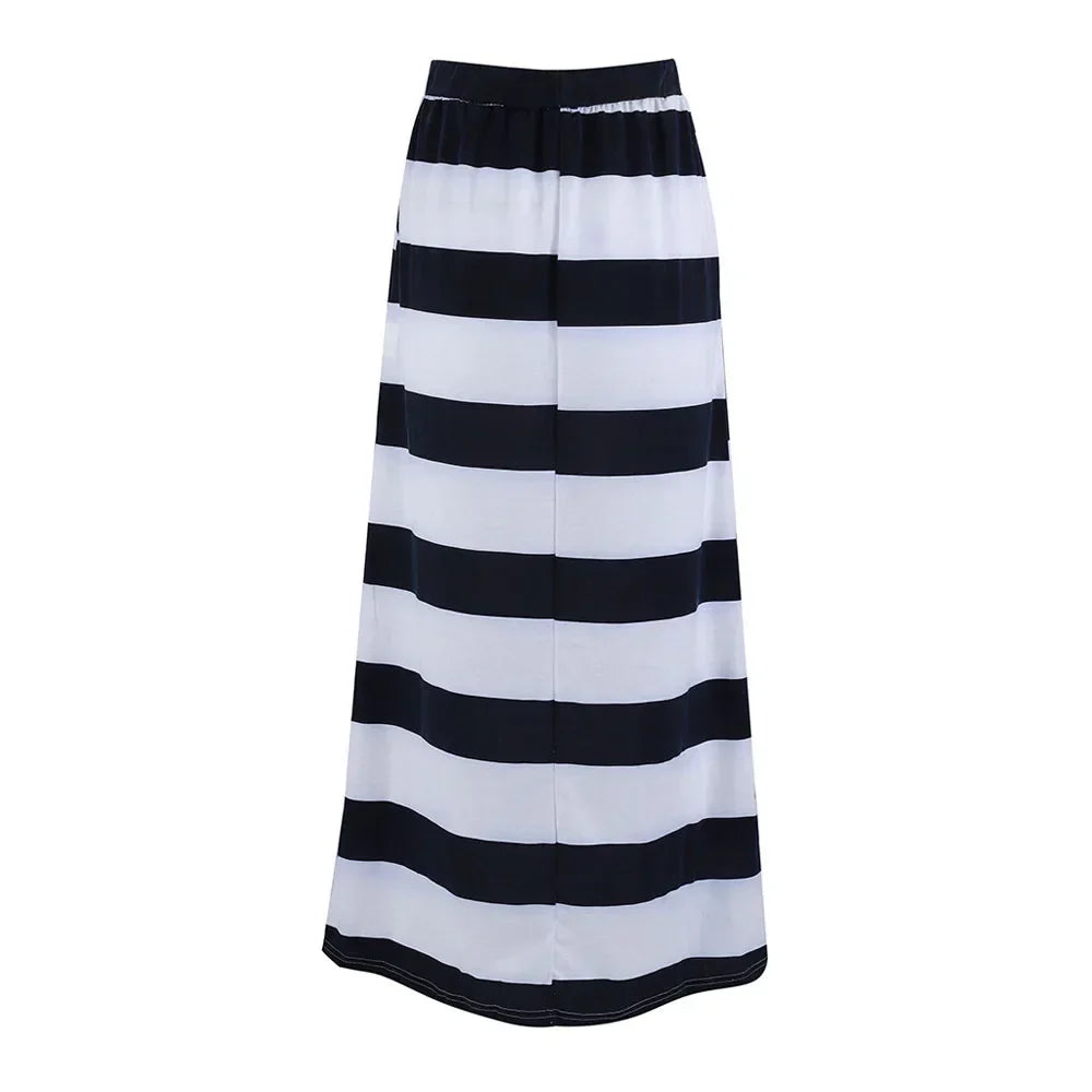 Trendy Striped Maxi Skirt – Chic & Flowing Design
