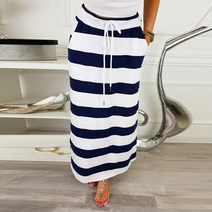 Trendy Striped Maxi Skirt – Chic & Flowing Design