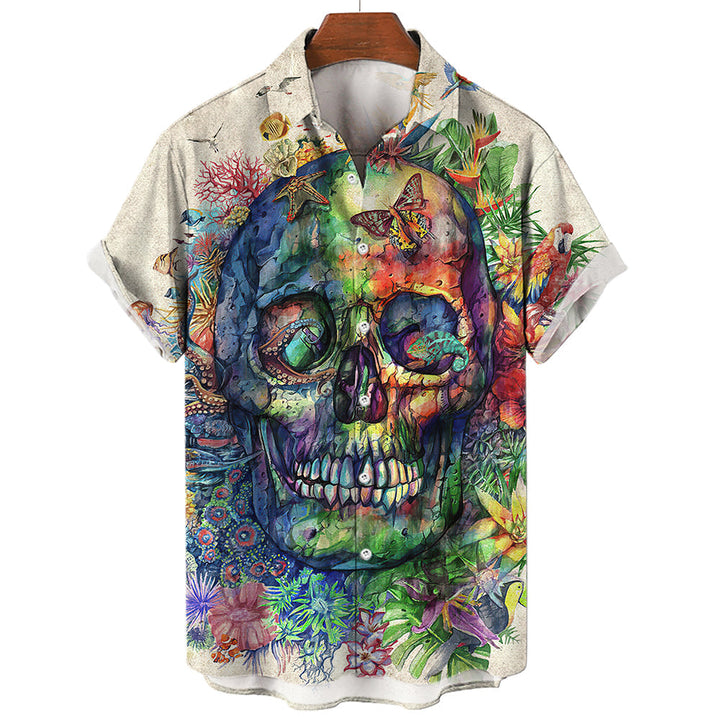 Hawaiian Skull T-Shirt – Trendy Graphic Tee with Tropical Vibes