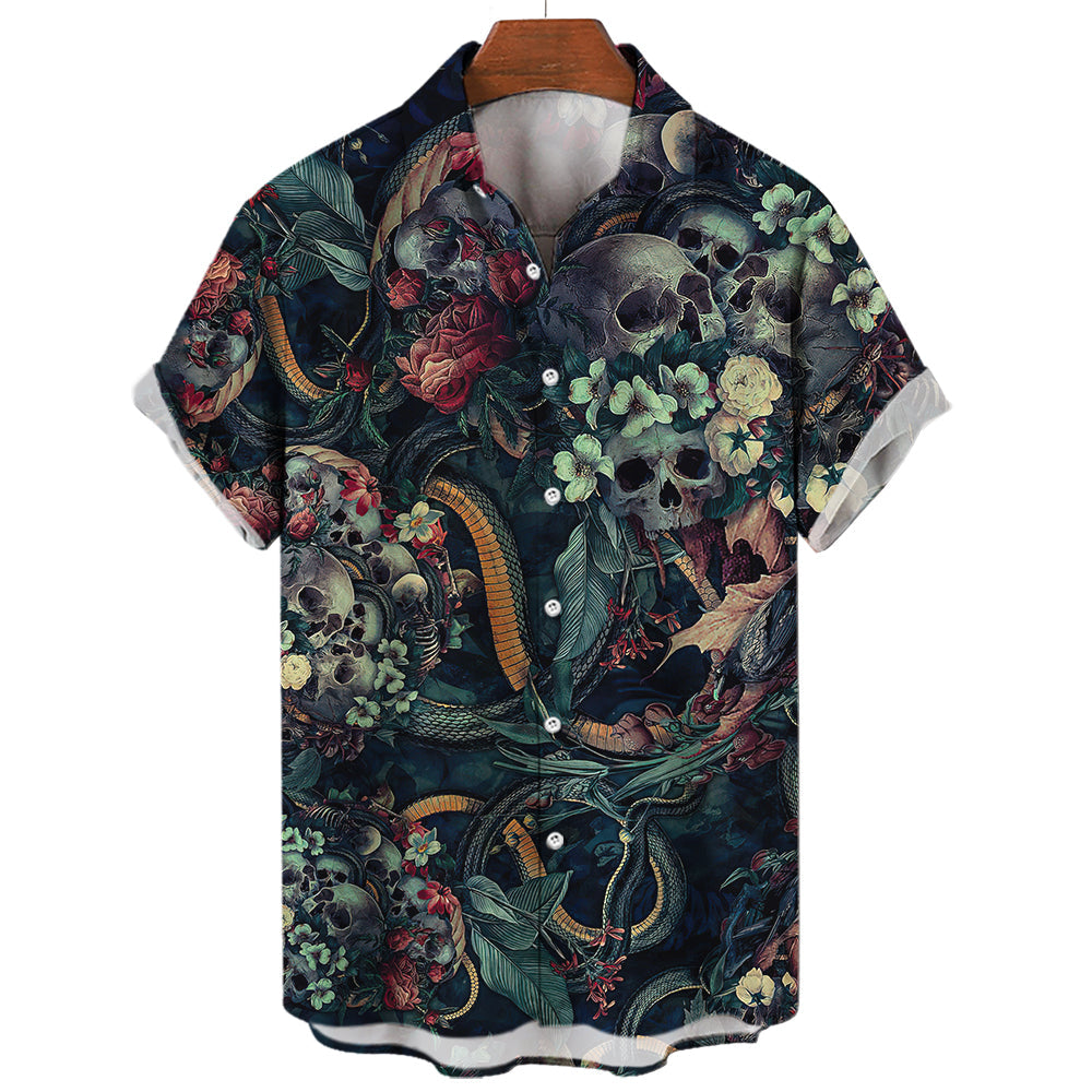 Hawaiian Skull T-Shirt – Trendy Graphic Tee with Tropical Vibes