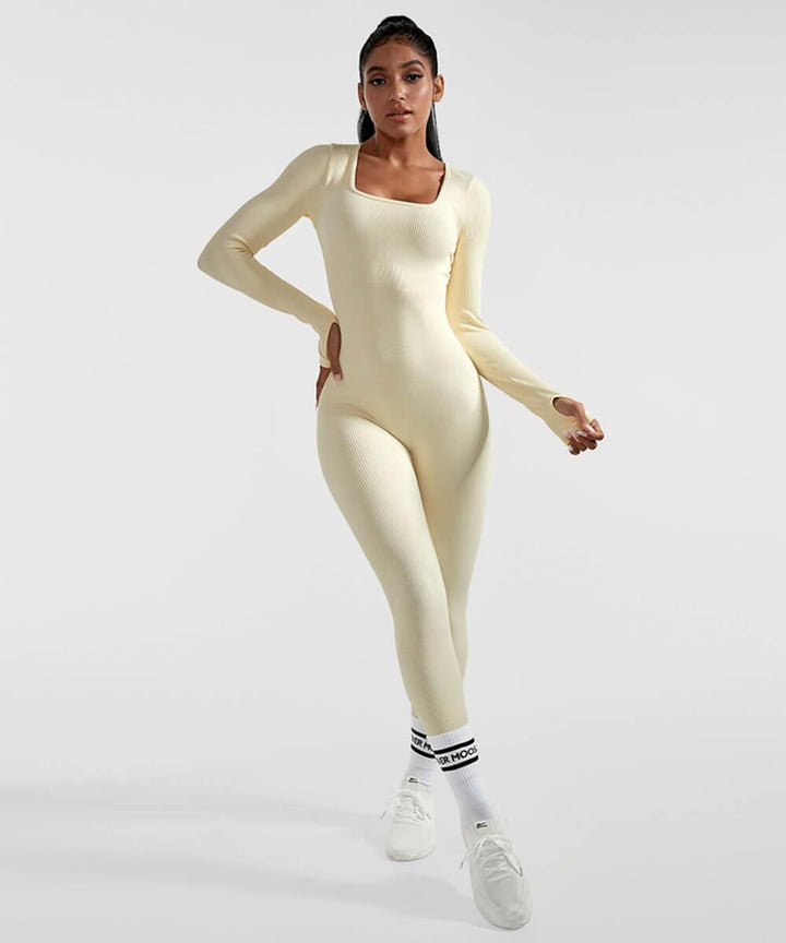 Long Sleeve Seamless Jumpsuit – Trendy & Comfortable All-Day Wear