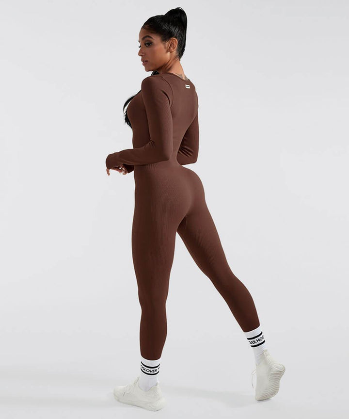 Long Sleeve Seamless Jumpsuit – Trendy & Comfortable All-Day Wear