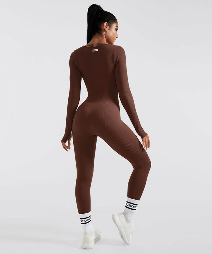 Long Sleeve Seamless Jumpsuit – Trendy & Comfortable All-Day Wear