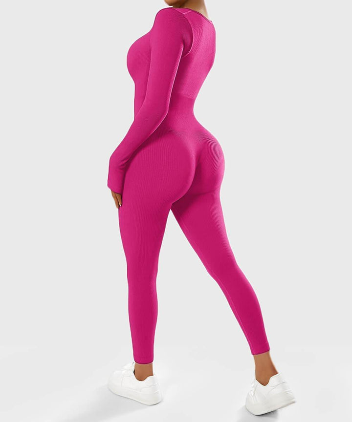 Long Sleeve Seamless Jumpsuit – Trendy & Comfortable All-Day Wear