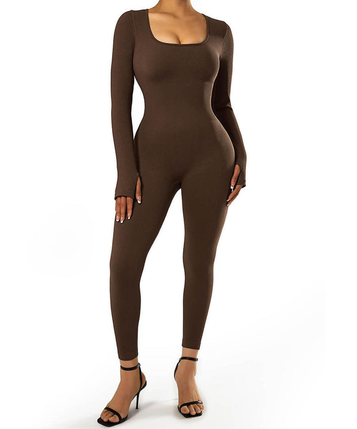 Long Sleeve Seamless Jumpsuit – Trendy & Comfortable All-Day Wear