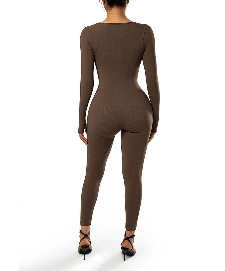 Long Sleeve Seamless Jumpsuit – Trendy & Comfortable All-Day Wear