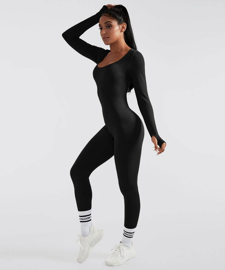 Long Sleeve Seamless Jumpsuit – Trendy & Comfortable All-Day Wear
