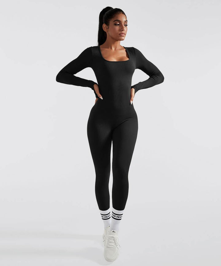 Long Sleeve Seamless Jumpsuit – Trendy & Comfortable All-Day Wear