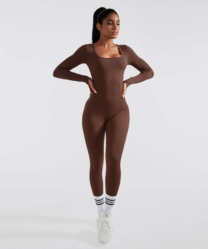 Long Sleeve Seamless Jumpsuit – Trendy & Comfortable All-Day Wear