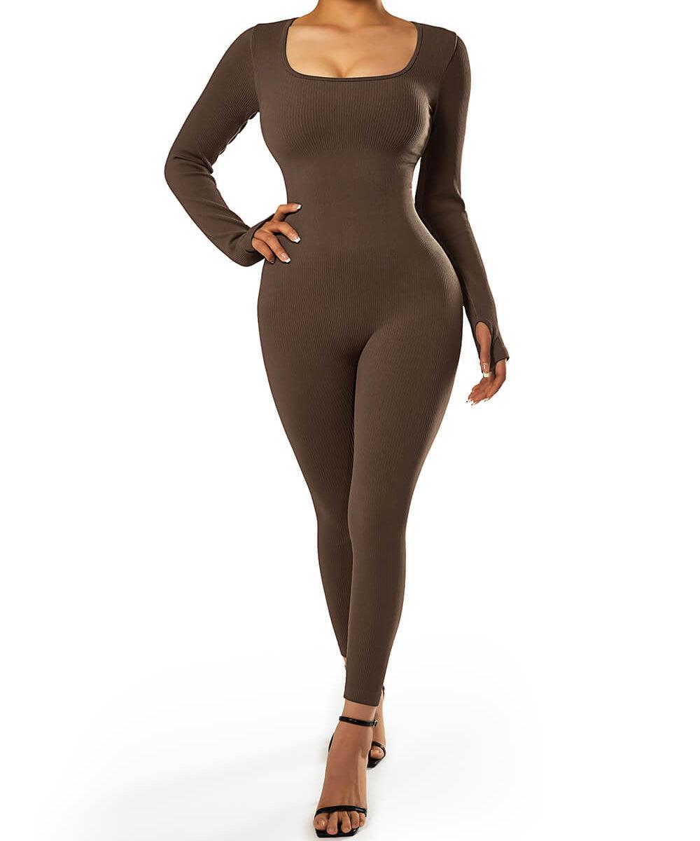 Long Sleeve Seamless Jumpsuit – Trendy & Comfortable All-Day Wear