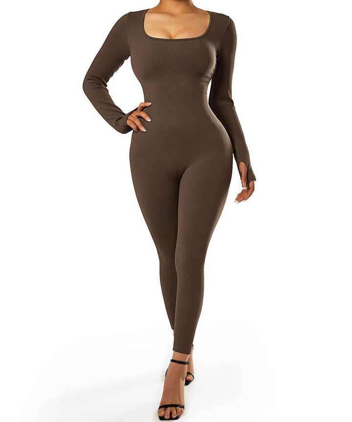 Long Sleeve Seamless Jumpsuit – Trendy & Comfortable All-Day Wear