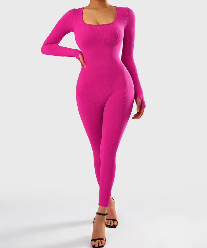 Long Sleeve Seamless Jumpsuit – Trendy & Comfortable All-Day Wear