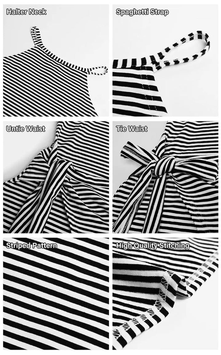 Striped Halter Neck T-Shirt Dress – Trendy & Comfortable Summer Staple