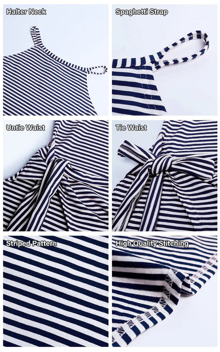 Striped Halter Neck T-Shirt Dress – Trendy & Comfortable Summer Staple