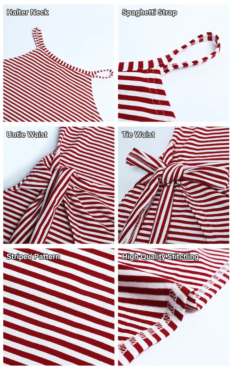 Striped Halter Neck T-Shirt Dress – Trendy & Comfortable Summer Staple