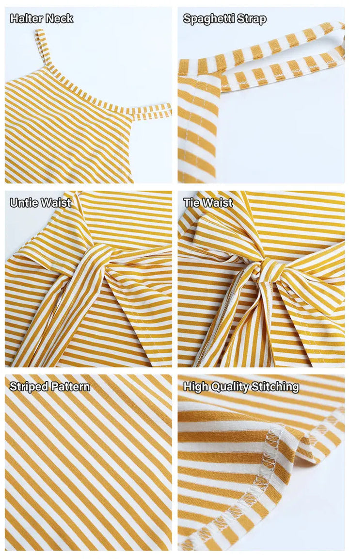 Striped Halter Neck T-Shirt Dress – Trendy & Comfortable Summer Staple