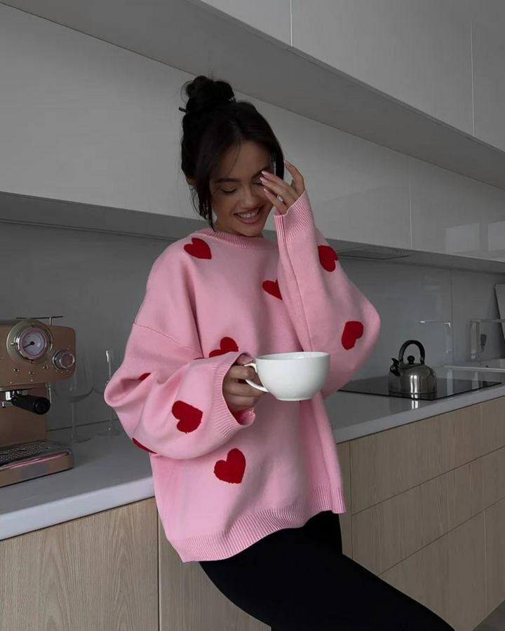 Love Embroidery Sweater – Trendy & Chic Pullover for Effortless Style