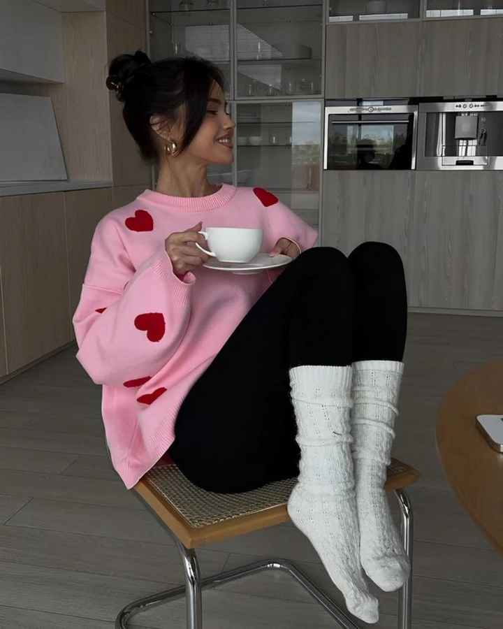 Love Embroidery Sweater – Trendy & Chic Pullover for Effortless Style