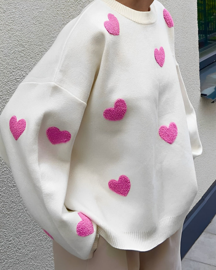 Love Embroidery Sweater – Trendy & Chic Pullover for Effortless Style