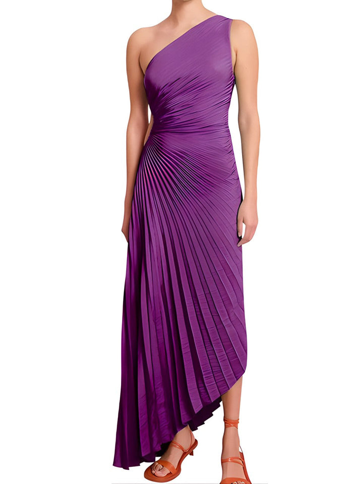 One Shoulder Pleated Dress – Chic & Elegant Evening Wear