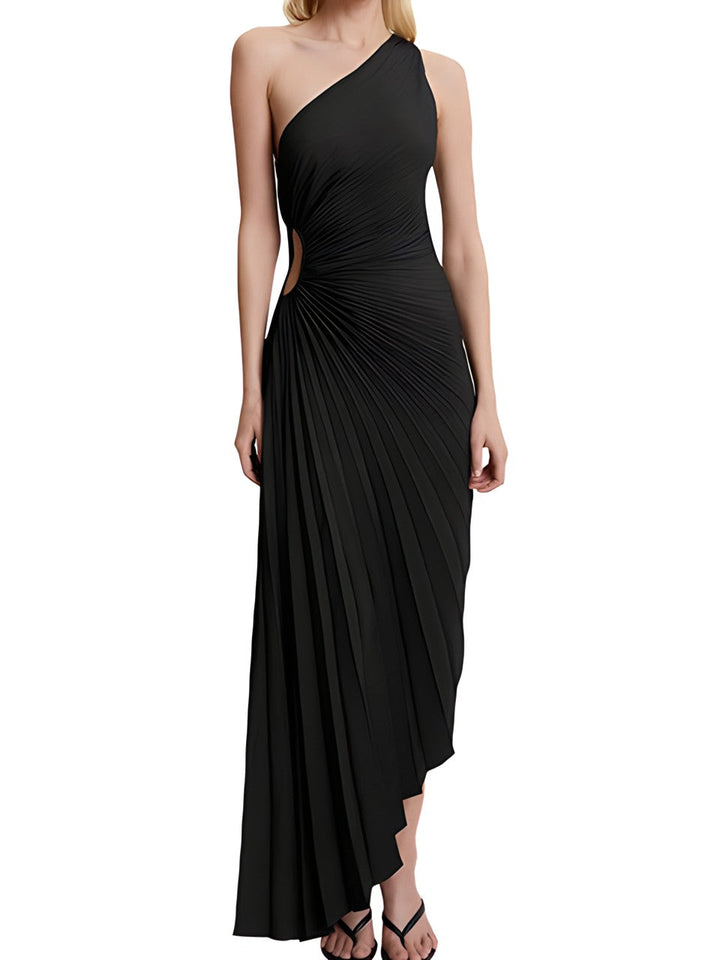 One Shoulder Pleated Dress – Chic & Elegant Evening Wear