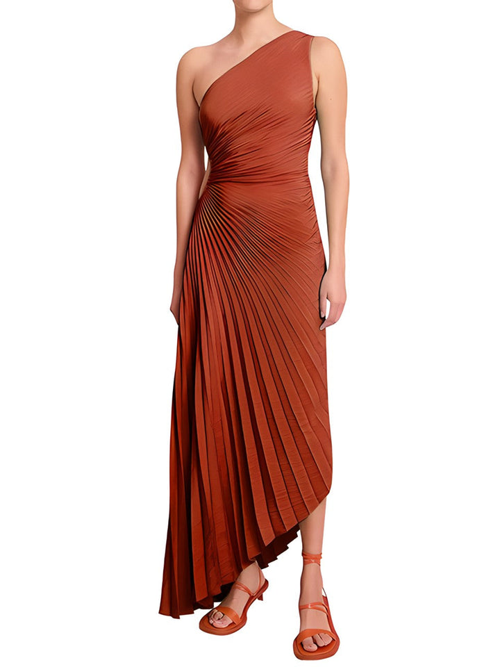 One Shoulder Pleated Dress – Chic & Elegant Evening Wear