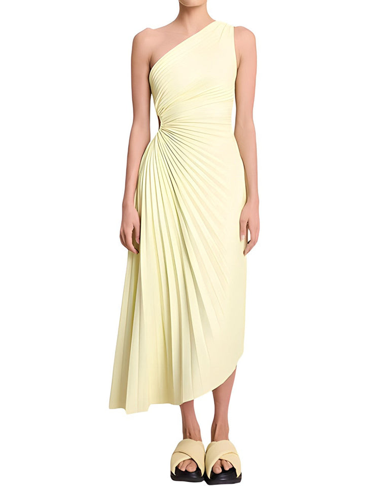 One Shoulder Pleated Dress – Chic & Elegant Evening Wear