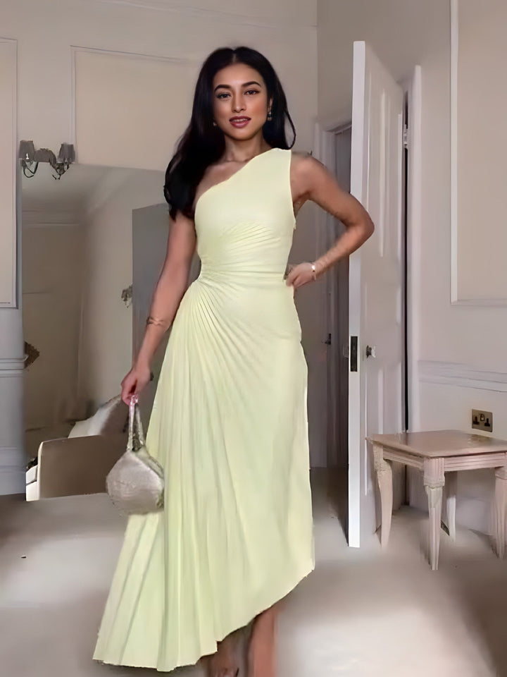 One Shoulder Pleated Dress – Chic & Elegant Evening Wear