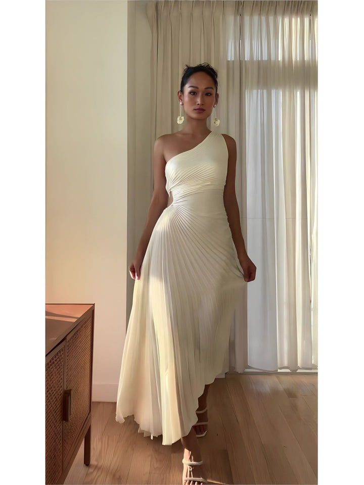 One Shoulder Pleated Dress – Chic & Elegant Evening Wear