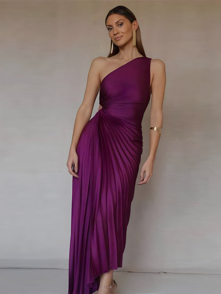 One Shoulder Pleated Dress – Chic & Elegant Evening Wear