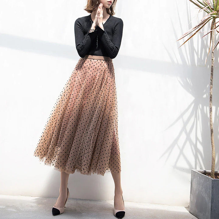 Dotted Long Skirt – Trendy & Flowing Design for Effortless Style