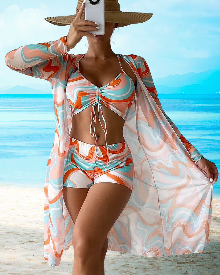 High Waist Cover-Up Bikini Set – Trendy & Stylish Swimwear for Your Next Beach Day