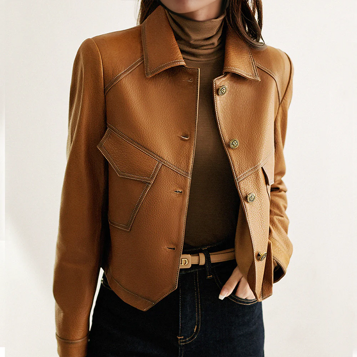 Vintage-Inspired Leather Jacket – Chic & Trendy Outerwear