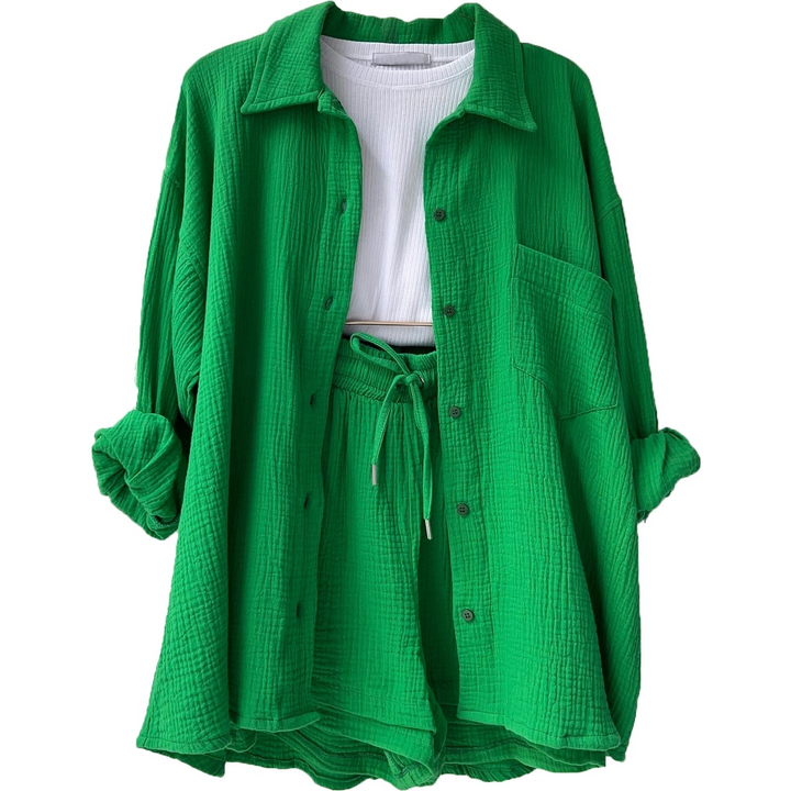 Women's Cotton Two-Piece Set – Trendy & Comfortable Loungewear Outfit
