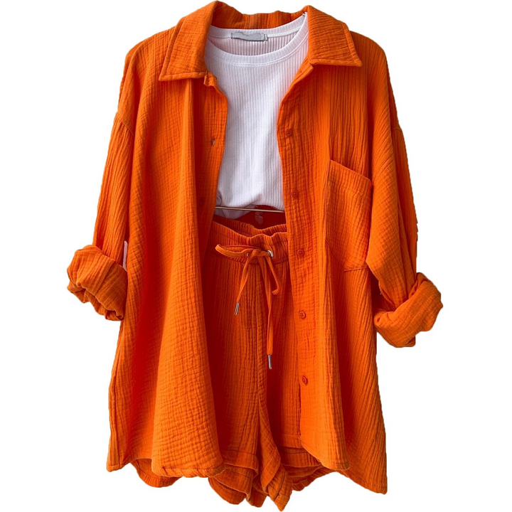 Women's Cotton Two-Piece Set – Trendy & Comfortable Loungewear Outfit