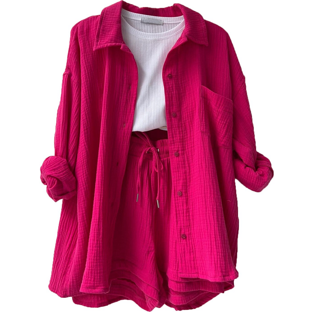 Women's Cotton Two-Piece Set – Trendy & Comfortable Loungewear Outfit