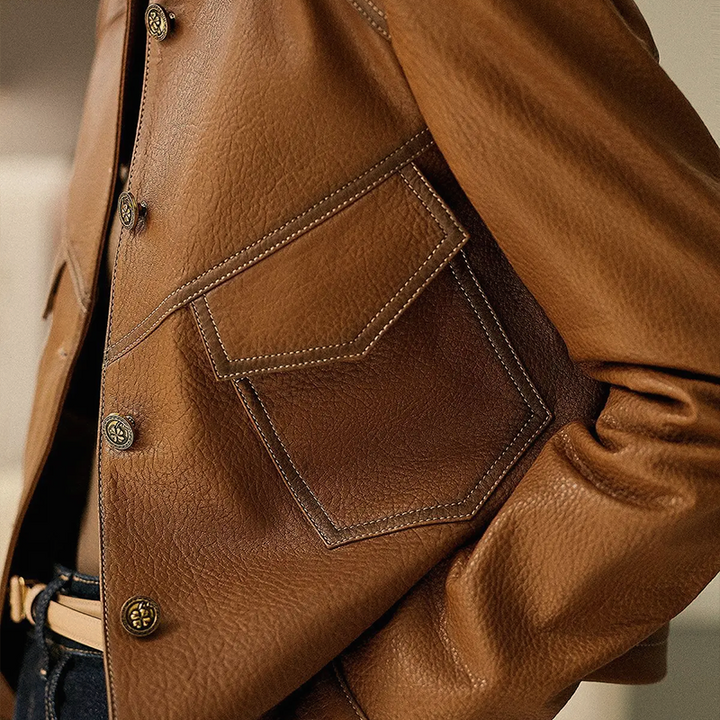 Vintage-Inspired Leather Jacket – Chic & Trendy Outerwear