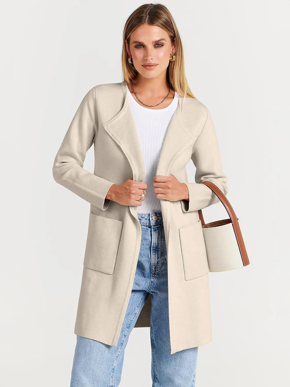 Elegant Lapel Coatigan – Sophisticated Layering Piece for Chic Styles