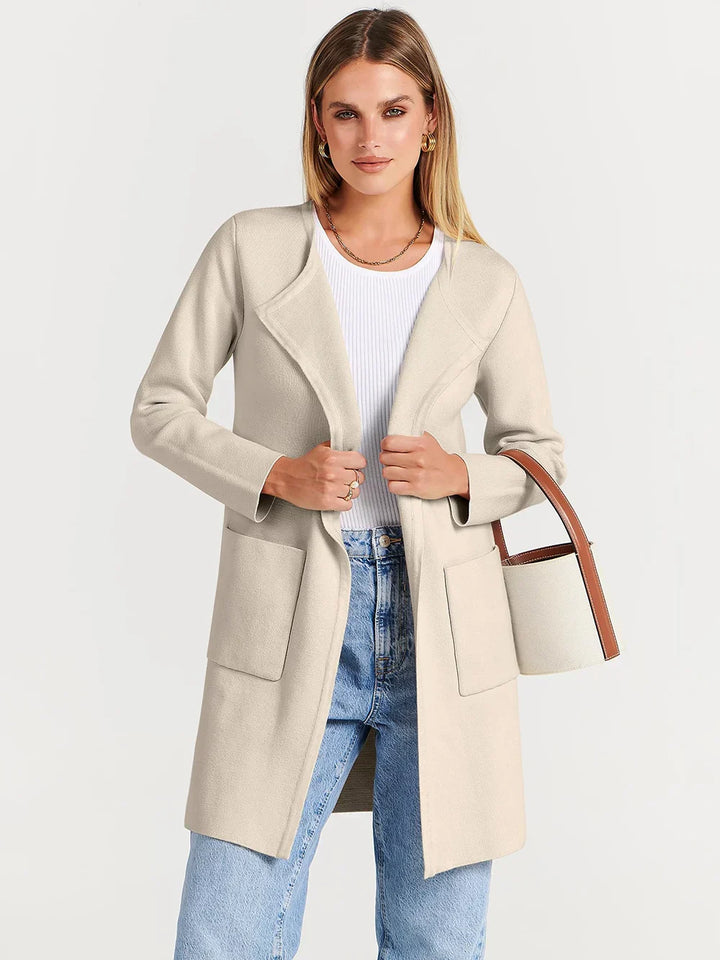 Elegant Lapel Coatigan – Sophisticated Layering Piece for Chic Styles