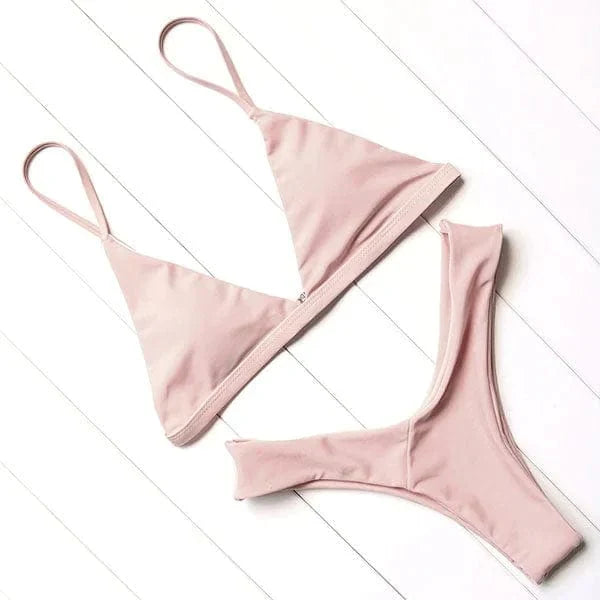 Simple Two-Piece Bikini – Trendy & Elegant Swimwear for Summer Fun