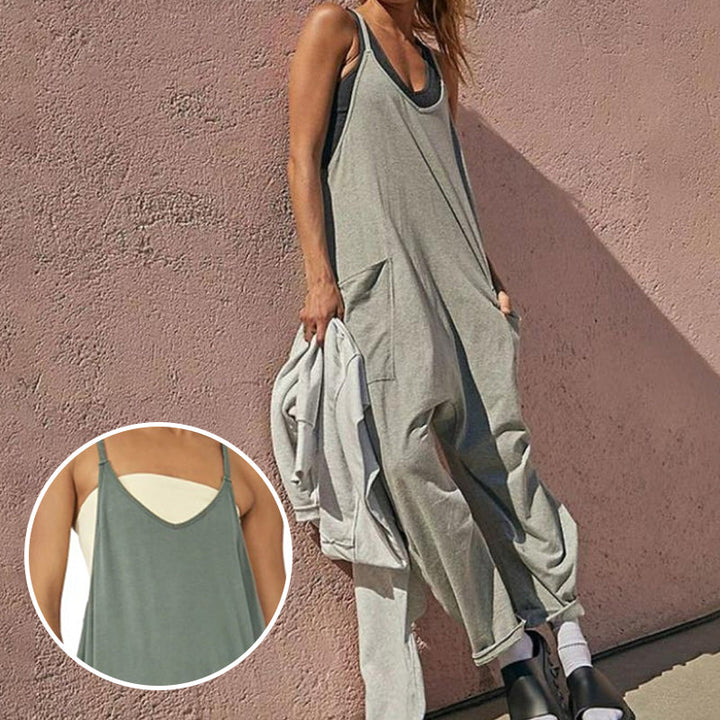 V-Neck Sling Pocket Jumpsuit – Trendy & Chic Everyday Wear