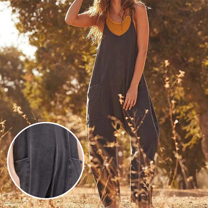 V-Neck Sling Pocket Jumpsuit – Trendy & Chic Everyday Wear
