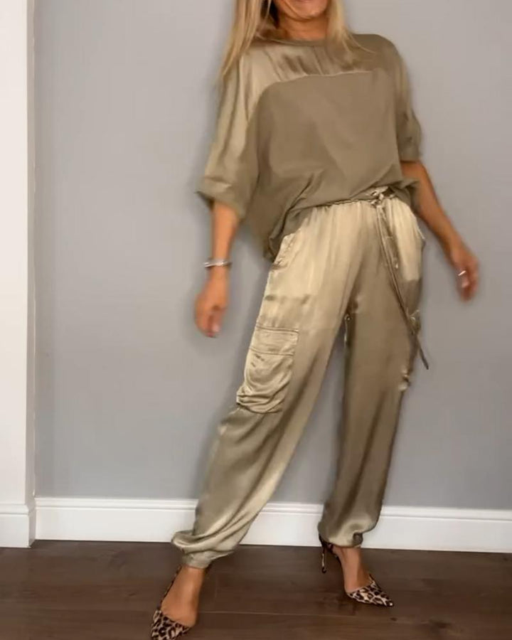 Stylish Women's Long Sleeve Top & Pants Set – Chic & Versatile Outfit