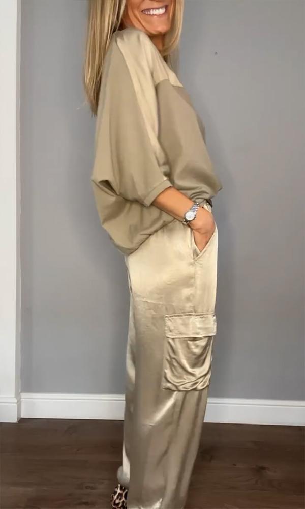 Stylish Women's Long Sleeve Top & Pants Set – Chic & Versatile Outfit
